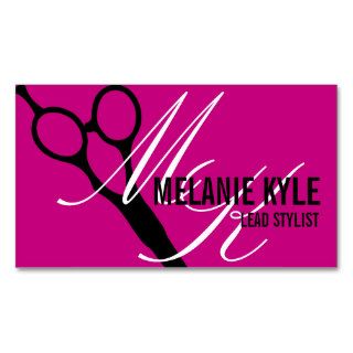 Chic Pink Hair Stylist Scissors Business Cards
