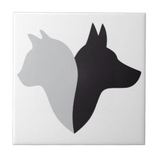 cat and dog head silhouette tiles