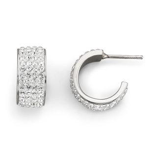 Silver Earrings, Crystal Hoop, Womens