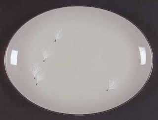 Pickard Gossamer 12 Oval Serving Platter, Fine China Dinnerware   White Feather