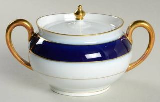 Haviland Turenne Cobalt Blue Sugar Bowl & Lid, Fine China Dinnerware   France, C