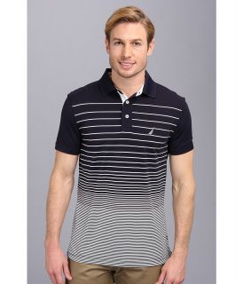 Nautica Linear Stripe S/S Polo Mens Short Sleeve Pullover (Navy)