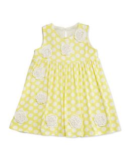 Polka Dot Jersey Dress, Yellow/White, 2 4T