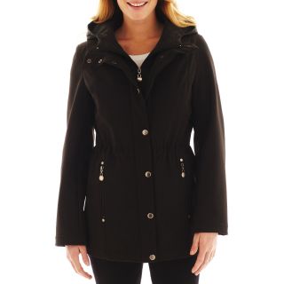 LIZ CLAIBORNE Soft Shell Hooded Jacket, Black, Womens