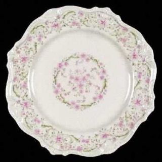 Gorham Lansdowne Dinner Plate, Fine China Dinnerware   Pink Flowers,Green Leaves