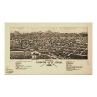 1882 Canon City, CO Birds Eye View Panoramic Map Print