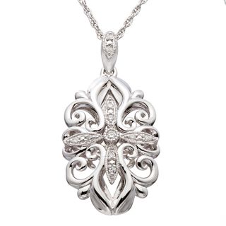 Sterling Silver 1/6ct TDW Diamond Filigree Vintage inspired Necklace (H I, I2 I3) Diamond Necklaces