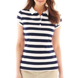 LIZ CLAIBORNE Short Sleeve Polo Shirt   Tall, Blue