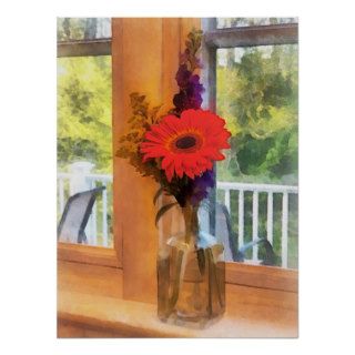 Gerbera Daisies by Kitchen Window Posters