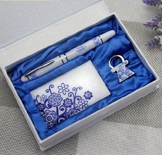Chinese Style Blue and White Porcelain Classical Suit Series# Gel Pen/name Card Holder/key Chain/Father's day gifts  