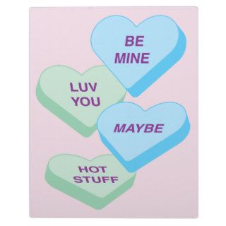 Blue Green Candy Hearts Be Mine Luv You Maybe Hot Display Plaque