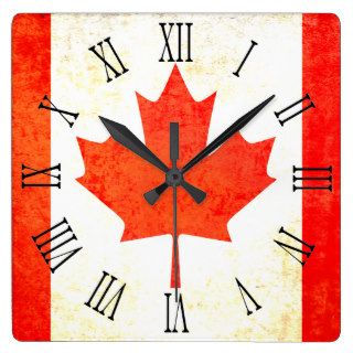 Canadian maple leaf flag roman numeral wall clock