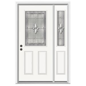 JELD WEN Langford Half Lite Primed Steel Entry Door with 12 in. Side Lites H30877