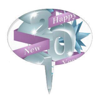 Blue Happy New Year 2014 Ornaments Cake Toppers