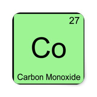 Co   Carbon Monoxide Chemistry Element Symbol Tee Square Stickers