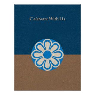 Celebration Flower White and Blue Custom Announcements