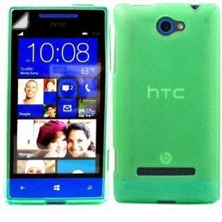 Gel Case Cover Skin And LCD Screen Protector For HTC Windows Phone 8S / Green Cell Phones & Accessories