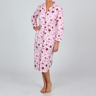 La Cera Women's Pink Floral Sleep Shirt La Cera Pajamas & Robes