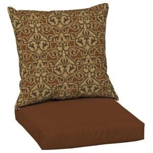 Hampton Bay Cayenne Scroll Flange 2 Piece Pillow Back Outdoor Deep Seating Cushion Set ND01230A 9D1