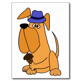 English Mastiff Dog Eating Ice Cream Cone Cartoon Postcard