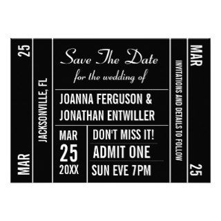 Ticket Stub Save The Date Invitation
