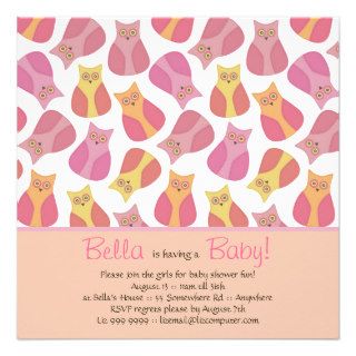 Candy Color Owls Baby Shower Custom Invitation