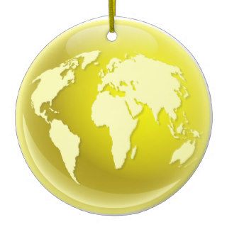 Yellow World Globe Ornaments