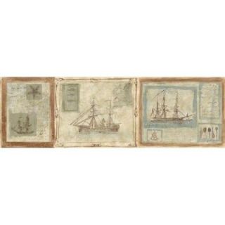 The Wallpaper Company 8.5 in. x 15 ft. Beige Earth Tone Nautical Ships Border WC1282676