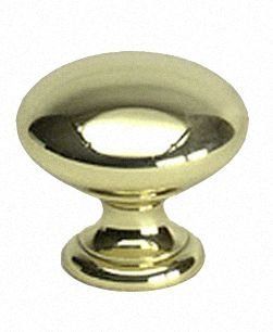 Knob 1 1/4" Dia Polished Brass   Cabinet And Furniture Knobs  