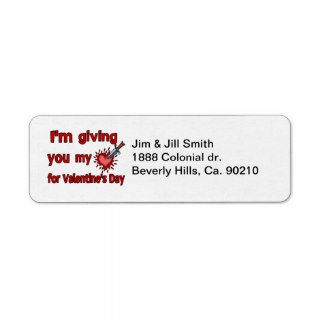 Giving You My Heart For Valentine's Day Custom Return Address Label