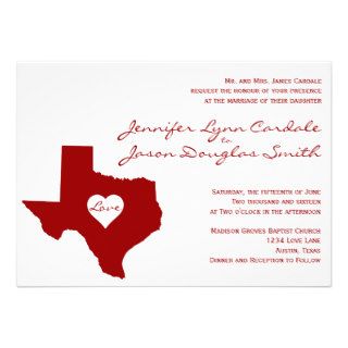 Texas Themed Red White Wedding Invitations