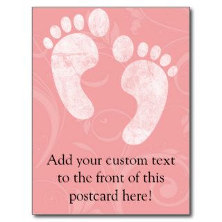 Pink/White Baby Footprints Postcard