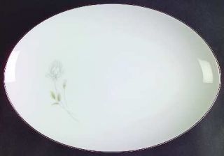 Sango Rosalie 12 Oval Serving Platter, Fine China Dinnerware   One Gray/White R