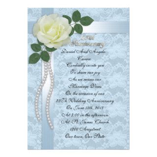 25th Anniversary vow renewal Invitation White rose