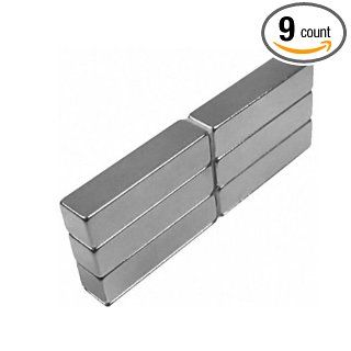 Bar Block Magnets 1" x 1/4" x 1/4" Hobbies Crafts Neodymium Rare Earth (pack of 9) Industrial Rare Earth Magnets