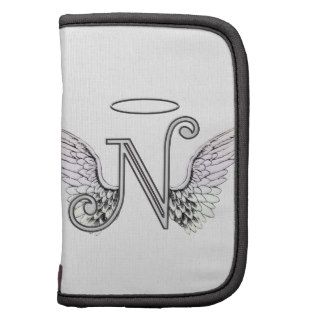 Letter N Initial Monogram with Angel Wings & Halo Planner