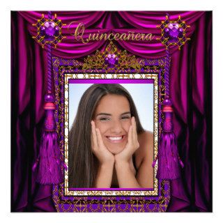 Quinceanera 15 Birthday Party Purple Pink Gold Personalized Invitation