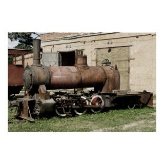 Old narrow gauge steam engine print