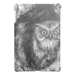 Screech Owls Owl Charcoal Black & White Drawing iPad Mini Covers