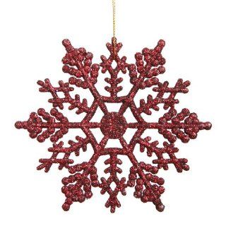 Vickerman 23551   6.25" Burgundy Glitter Snowflake Christmas Tree Ornament (12 pack) (M101505)
