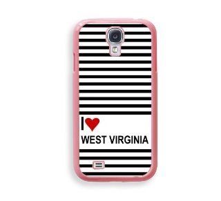 Love Heart West Virginia Pink Plastic Bumper Samsung Galaxy S4 I9500 Case   Fits Samsung Galaxy S4 I9500 Cell Phones & Accessories