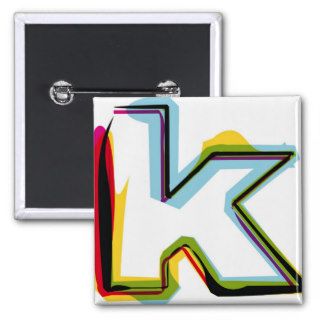 Abstract and colorful letter k pins