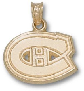 NHL Montreal Canadiens C Logo Pendants 1/2 Inch   10K Yellow Gold  Sports Fan Pendants  Sports & Outdoors