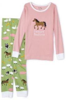 Hatley Girls 2 6x Pasture Bedtime Pajama, Pink/Green, 3T Pajama Sets Clothing