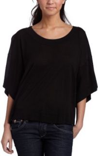 Kensie Girl Juniors Short Sleeve Cropped Oversized Sweater, Black, Large
