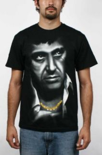 Scarface   Airbrush Face Mens T Shirt In Black, Size Small, Color Black Clothing