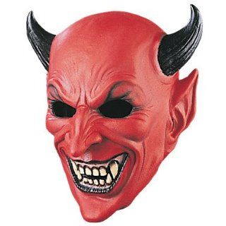 Very Scary Adult Horned Devil Deluxe Latex Costume Mask (Standard) Clothing