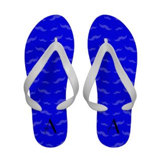 Monogram neon blue mustache pattern sandals