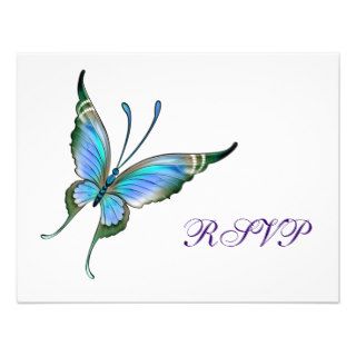Teal Butterfly RSVP Any Color Background Personalized Announcement