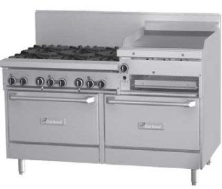 Garland GF60 6R24RR LP 60 in Range w/ 6 Burners & 24 in Raised Right Side Griddle, 2 Oven, LP, Each Appliances